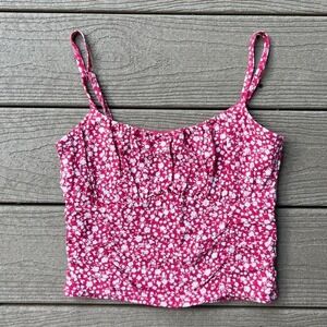 Hollister Red Floral Tank Top Size Medium Preppy Summer‎ Boho